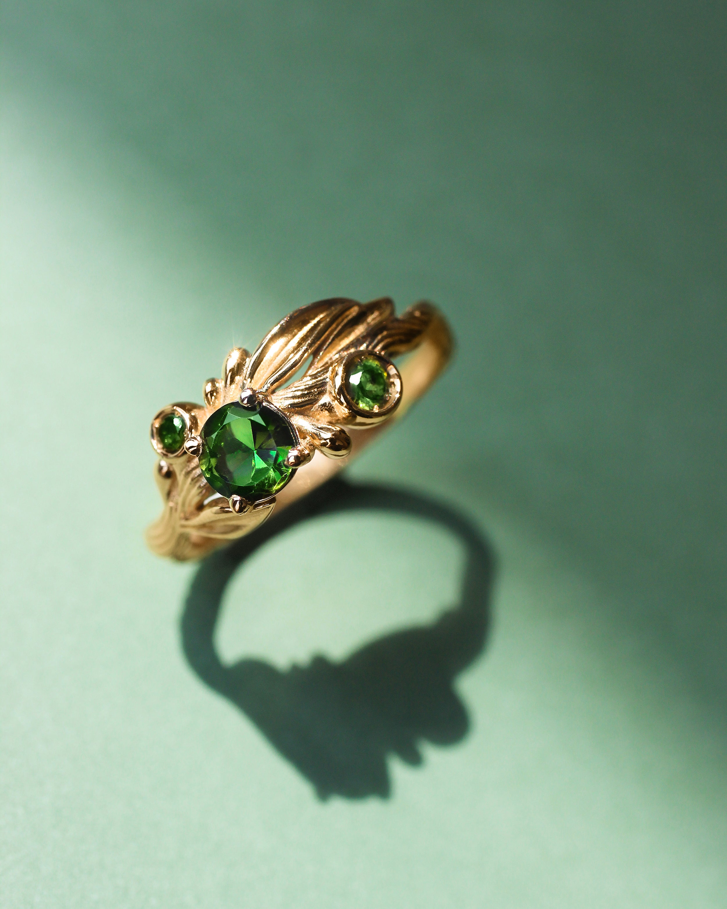 Olivia | custom ring setting, olive branch ring with 3 gemstones - Eden Garden Jewelry™