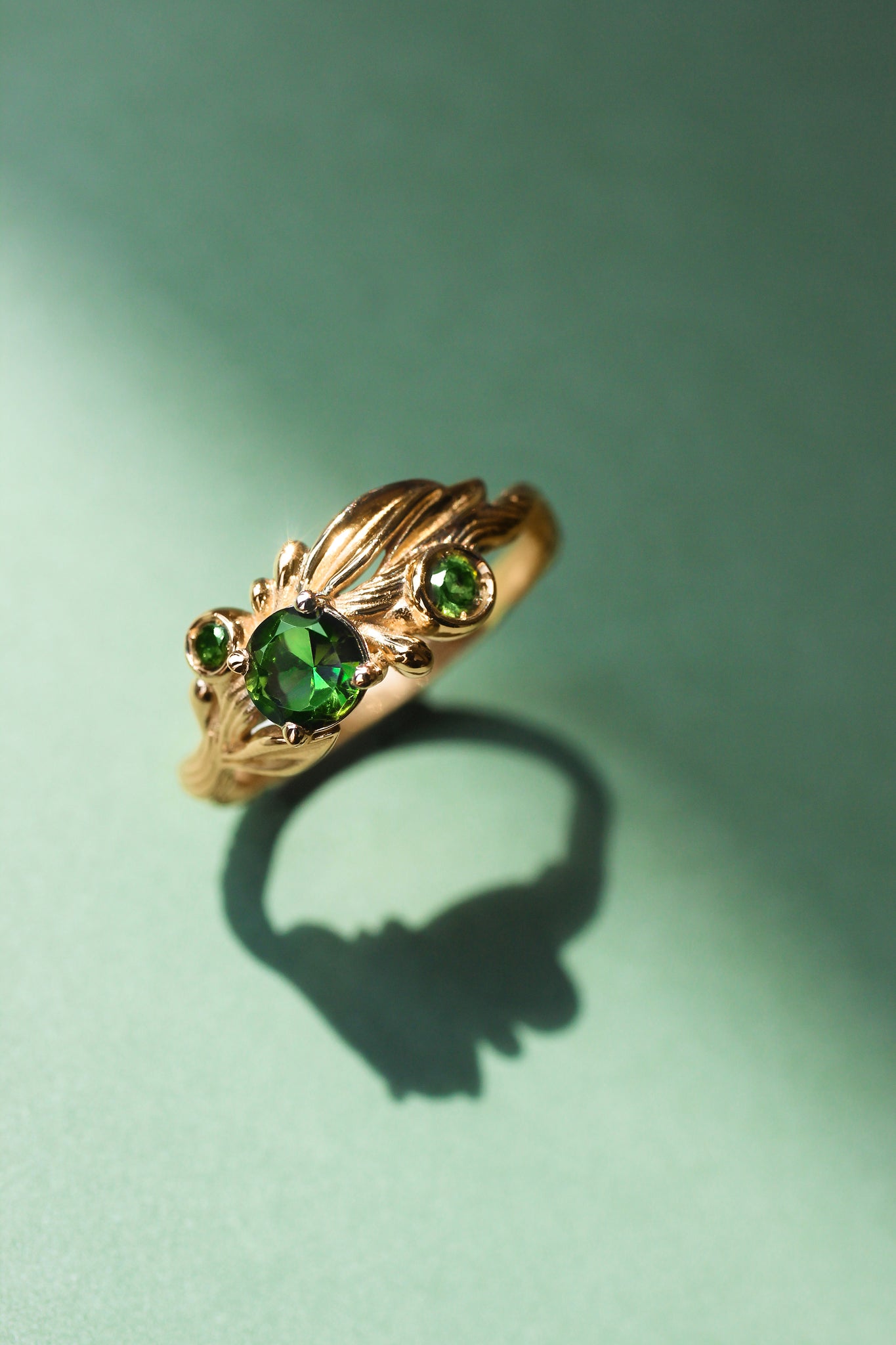 Olive branch ring with green tourmalines / Olivia - Eden Garden Jewelry™