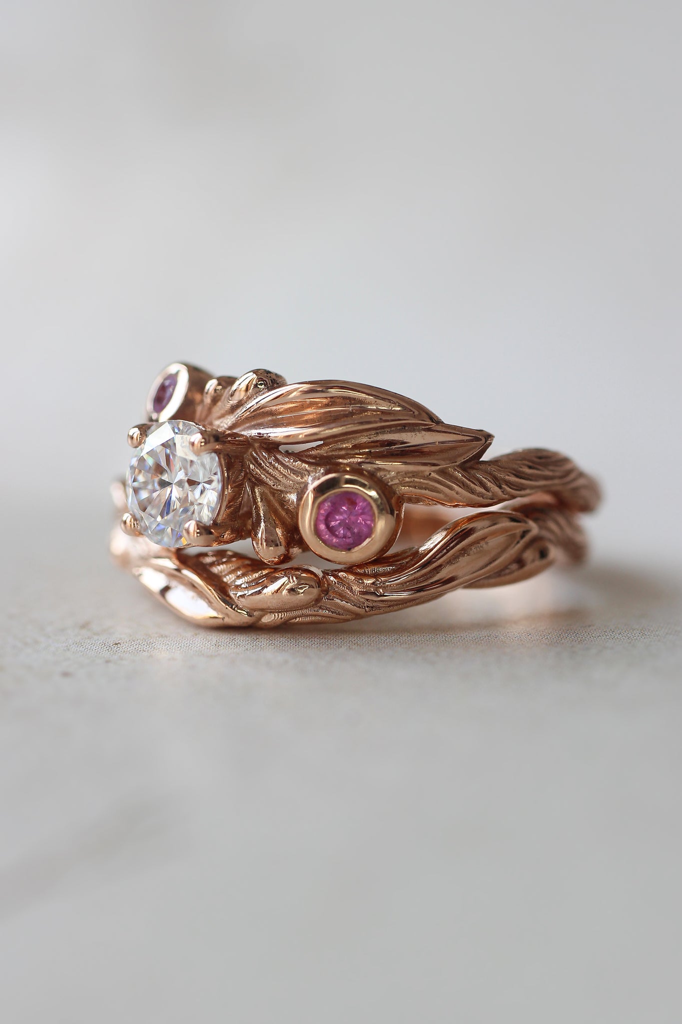 Olivia | custom ring setting, olive branch ring with 3 gemstones - Eden Garden Jewelry™