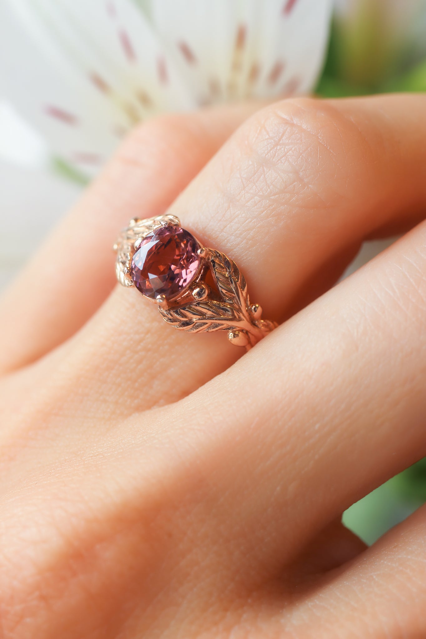 Pink tourmaline engagement ring / Cornus - Eden Garden Jewelry™