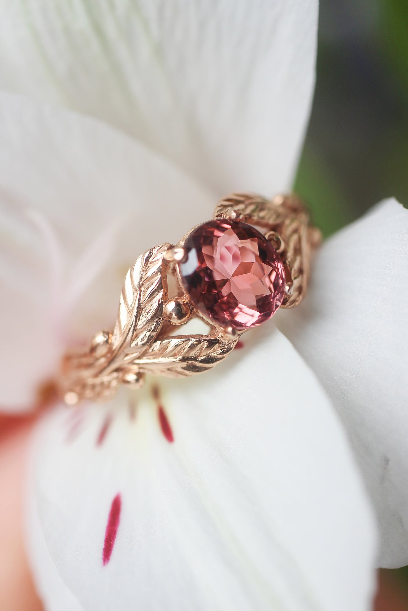 Pink tourmaline engagement ring / Cornus - Eden Garden Jewelry™