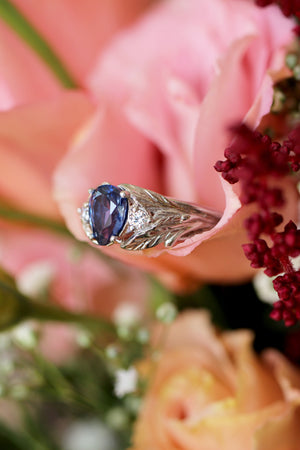 Sapphire and diamonds engagement ring / Wisteria - Eden Garden Jewelry™