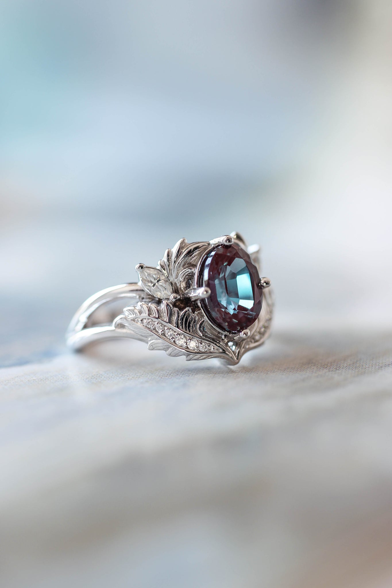 Alexandrite and diamonds engagement ring / Adonis - Eden Garden Jewelry™