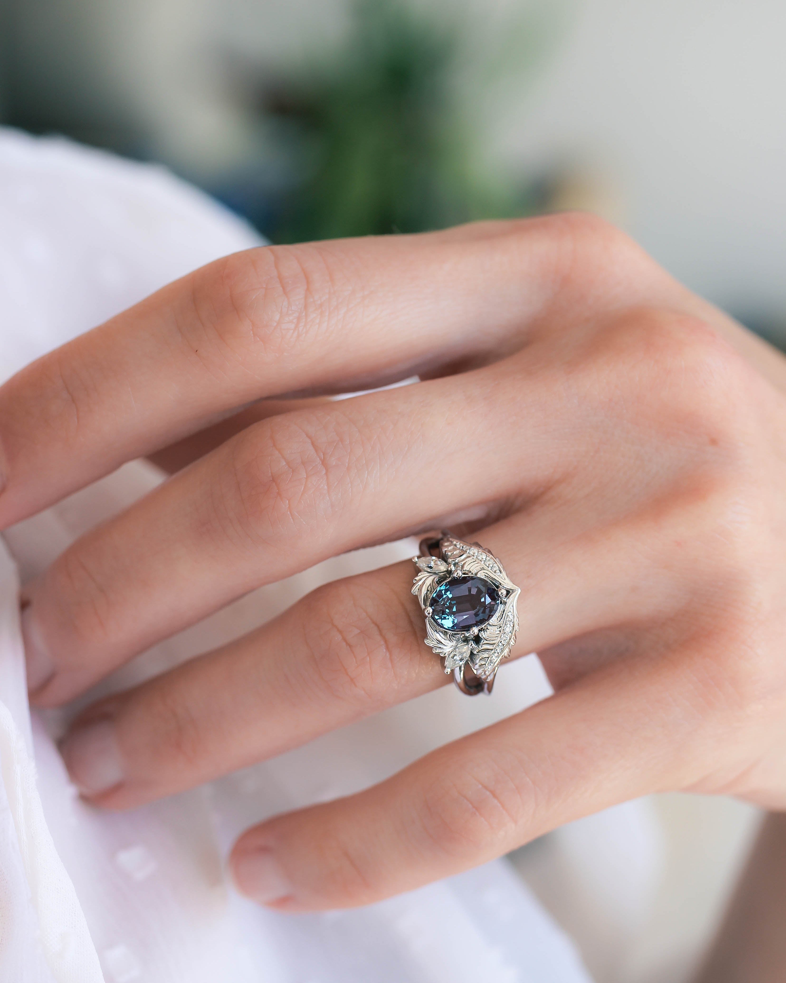 engagement rings with alexandrite, handmade jewelry in gold, ovel cut engagement ring