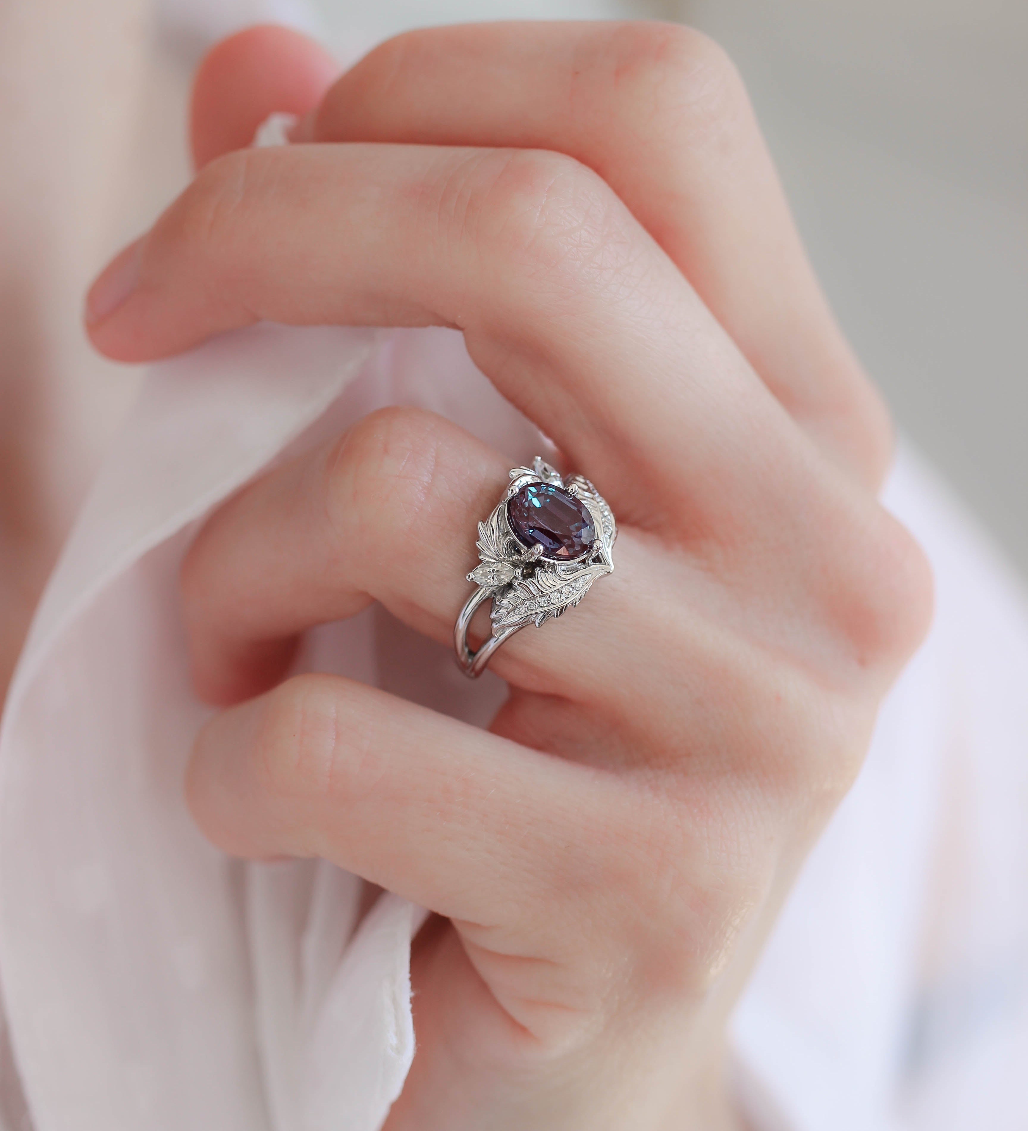 Adonis  engagement rings with alexandrite