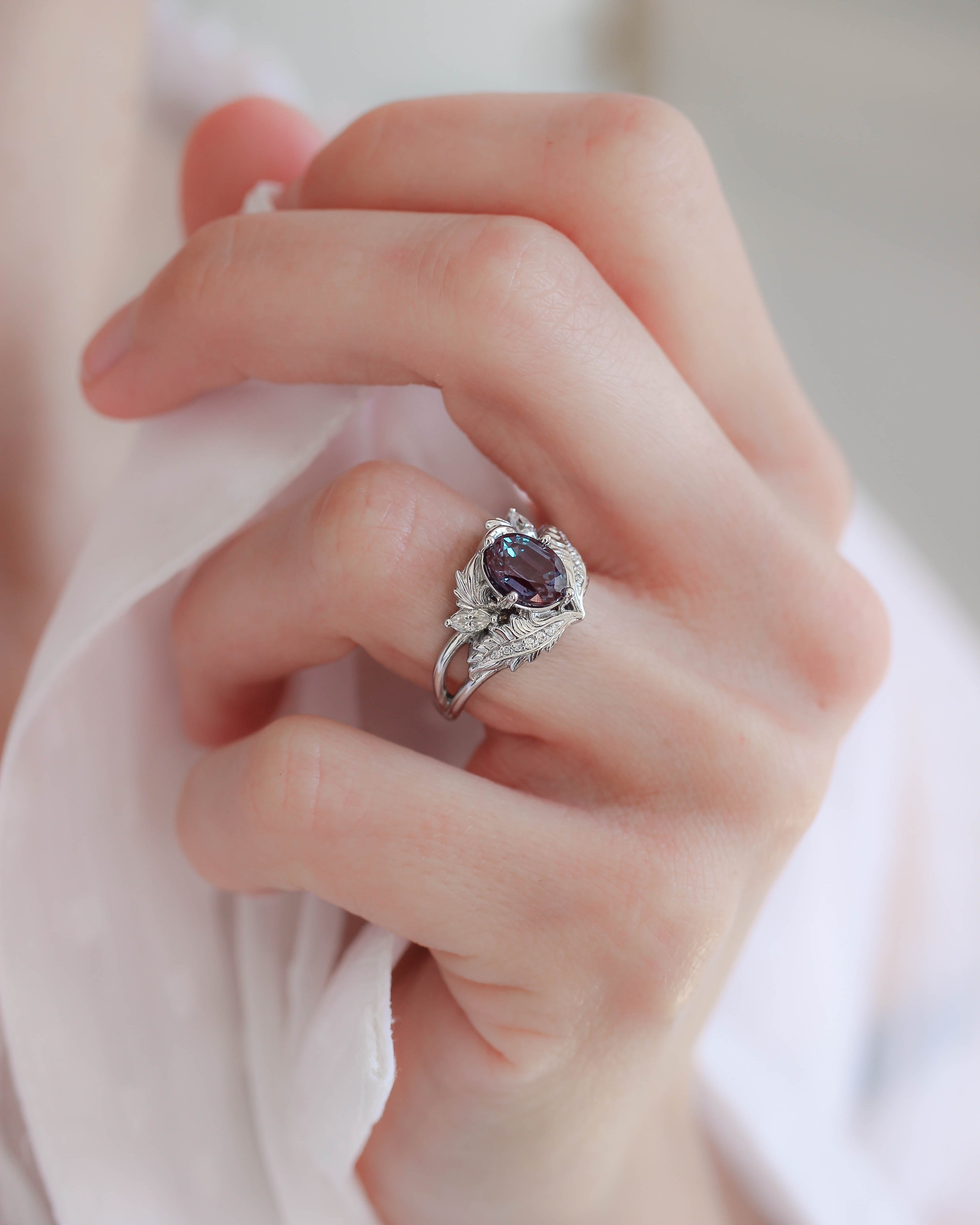 Adonis  engagement rings with alexandrite