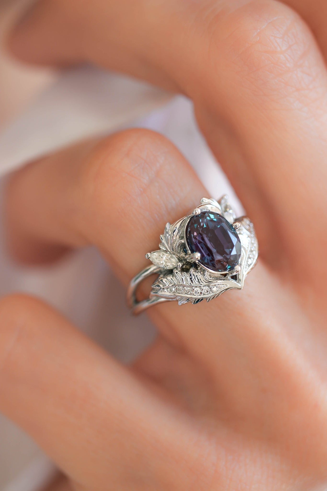 Alexandrite and diamonds engagement ring / is alexandrite more valuable than diamonds
