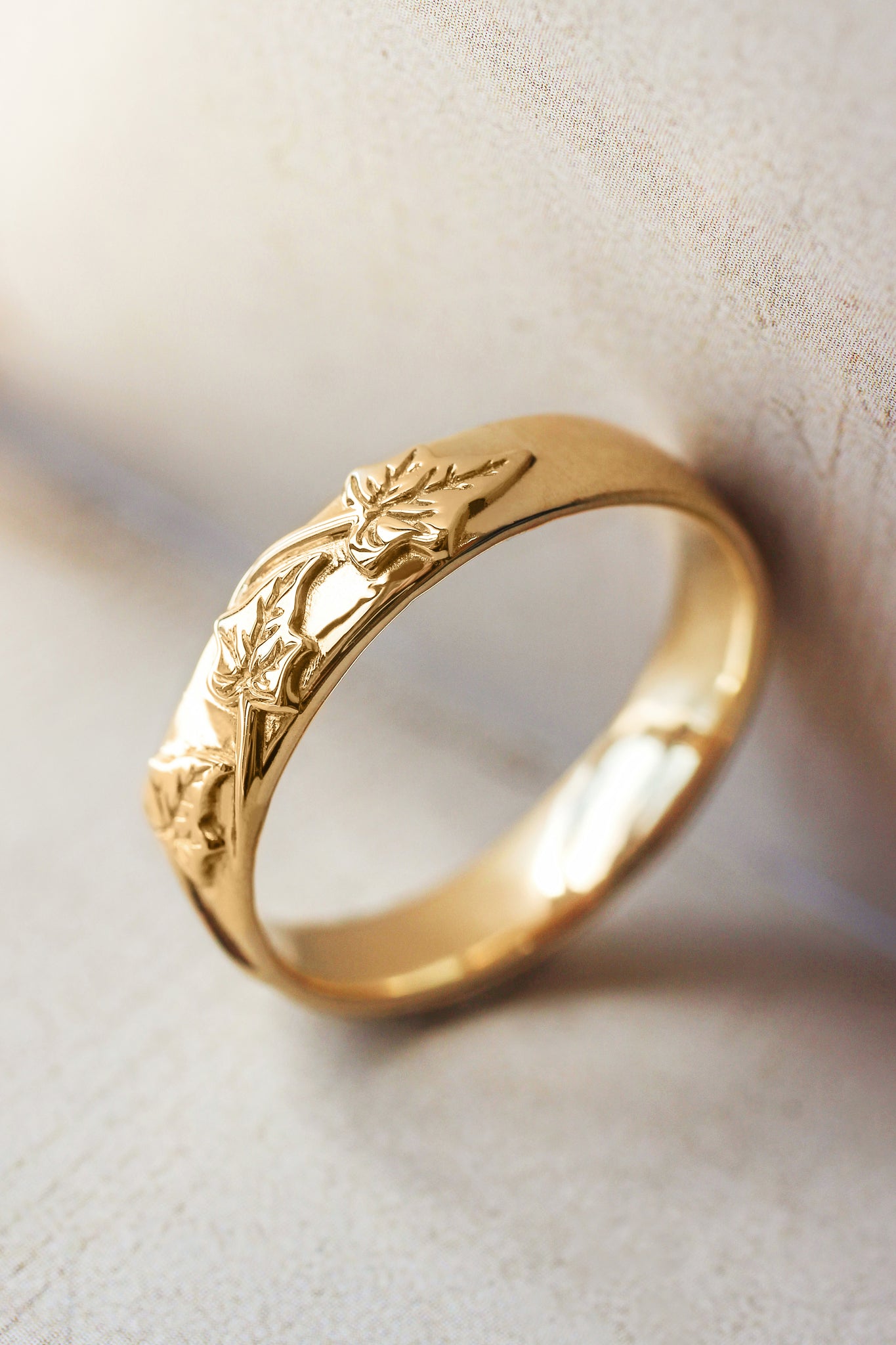 Men's wedding band, ivy leaves ring - Eden Garden Jewelry™