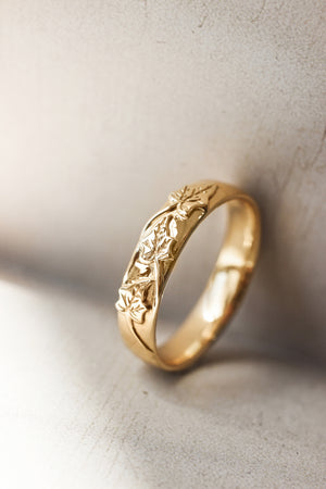 Men's wedding band, ivy leaves ring - Eden Garden Jewelry™