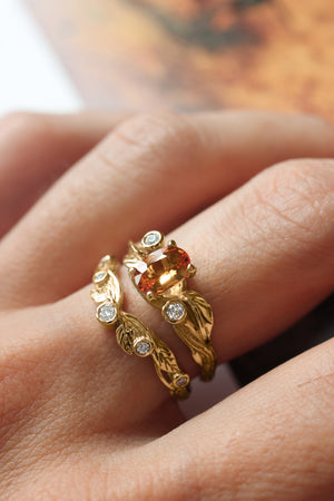 Branch engagement ring with orange sapphire and diamonds / Arius - Eden Garden Jewelry™