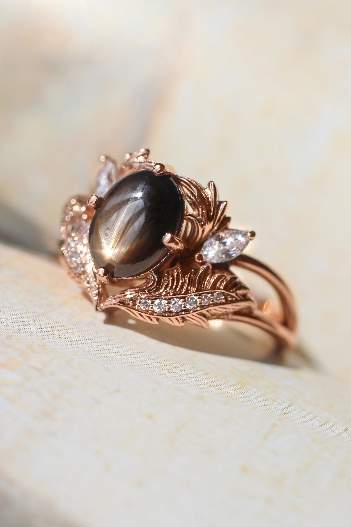 Adonis | oval gemstone setting with marquises - Eden Garden Jewelry™