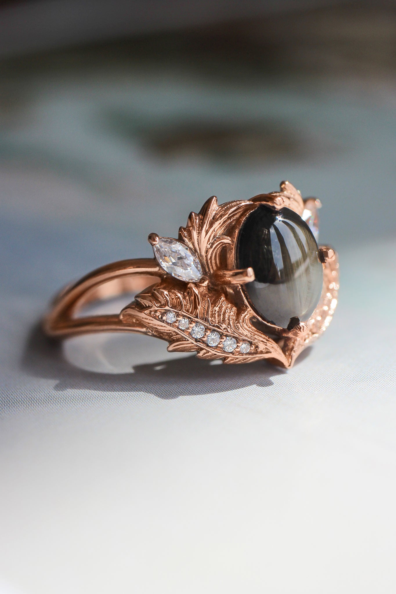 Adonis | oval gemstone setting with marquises | Eden Garden Jewelry™