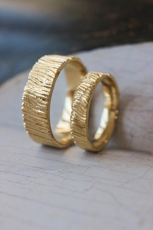 Wedding bands set for couple, saw wood rings - Eden Garden Jewelry™