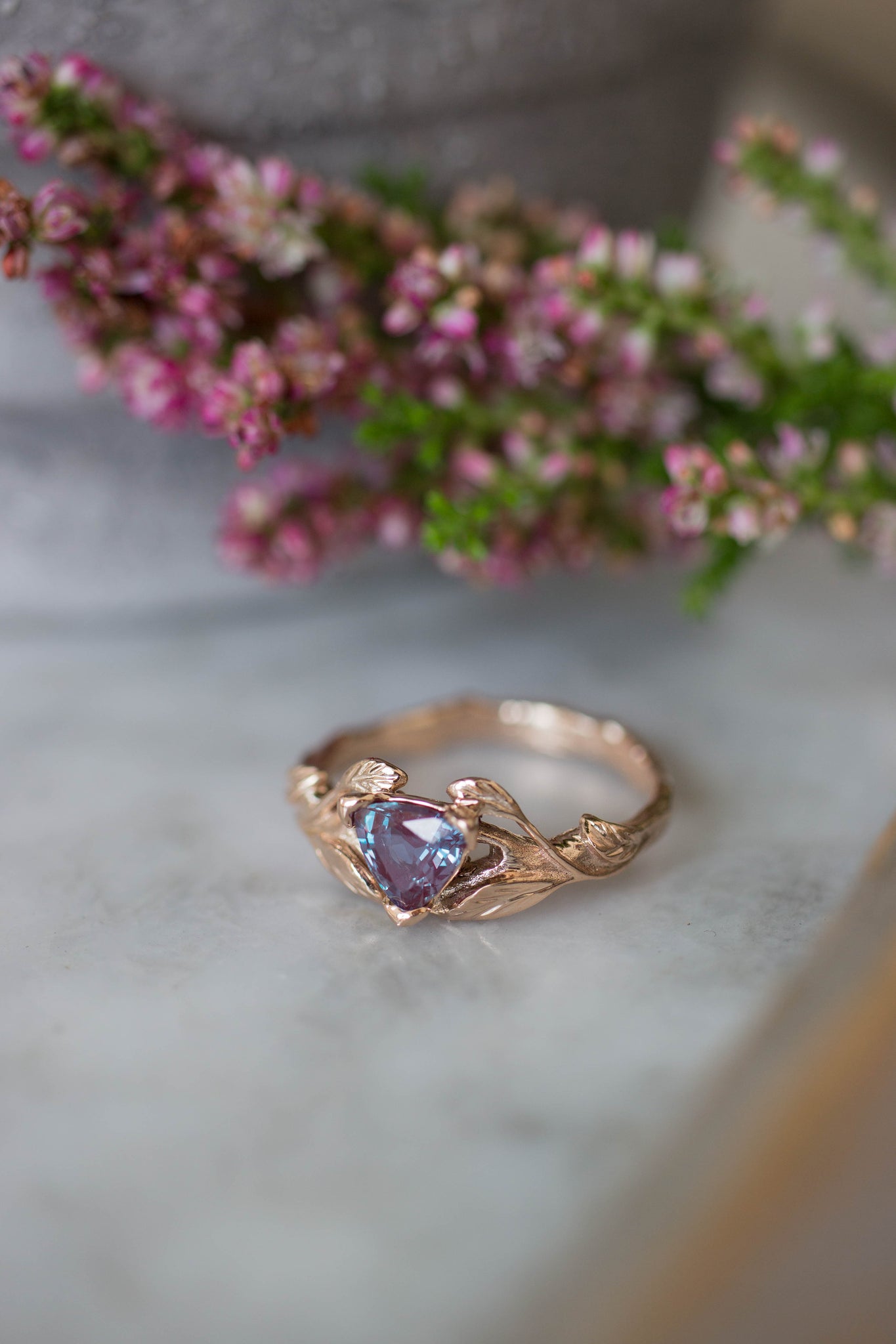 Trillion cut alexandrite ring / Clematis - Eden Garden Jewelry™