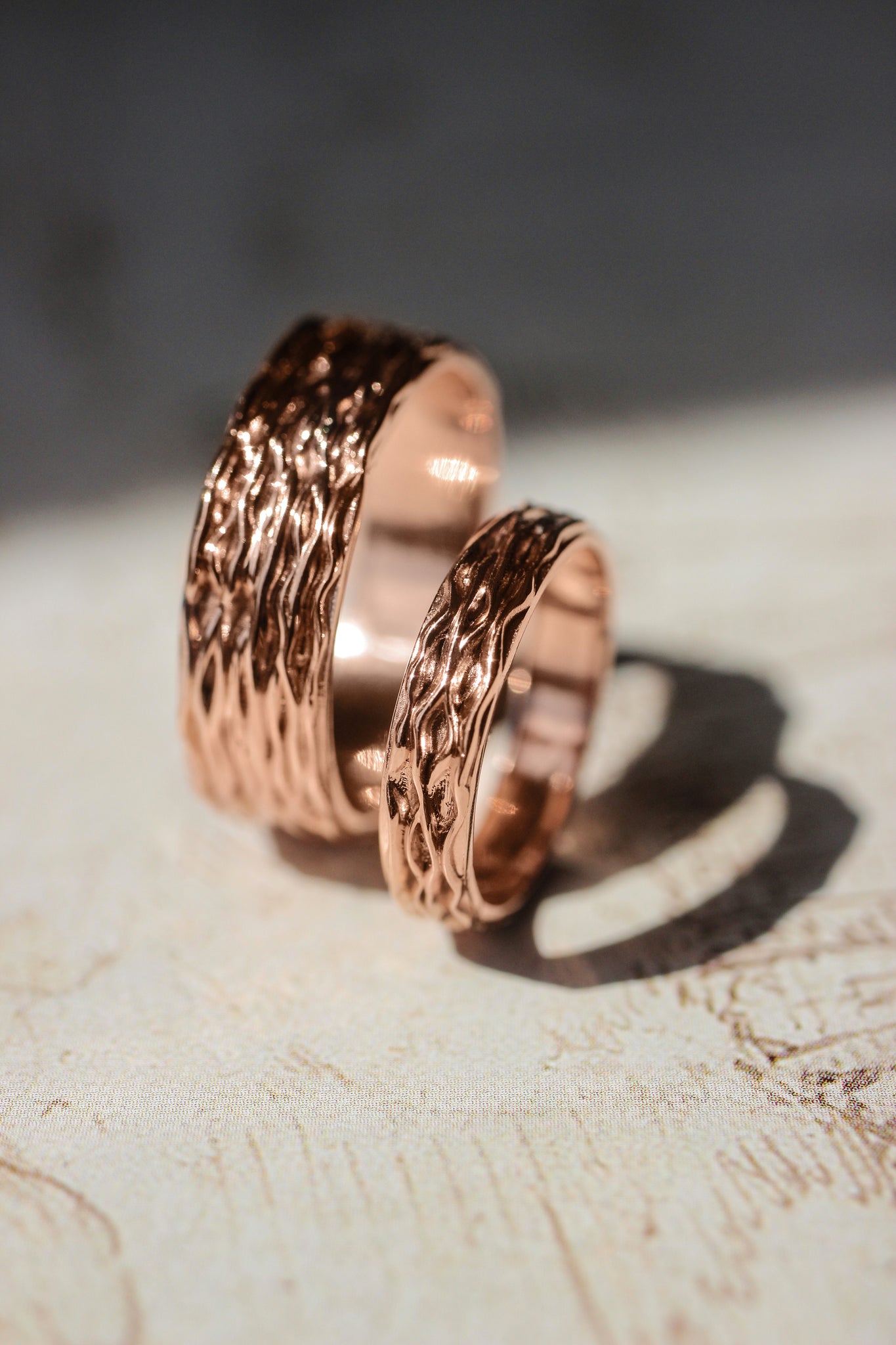Wedding bands set for couple, waves rings - Eden Garden Jewelry™