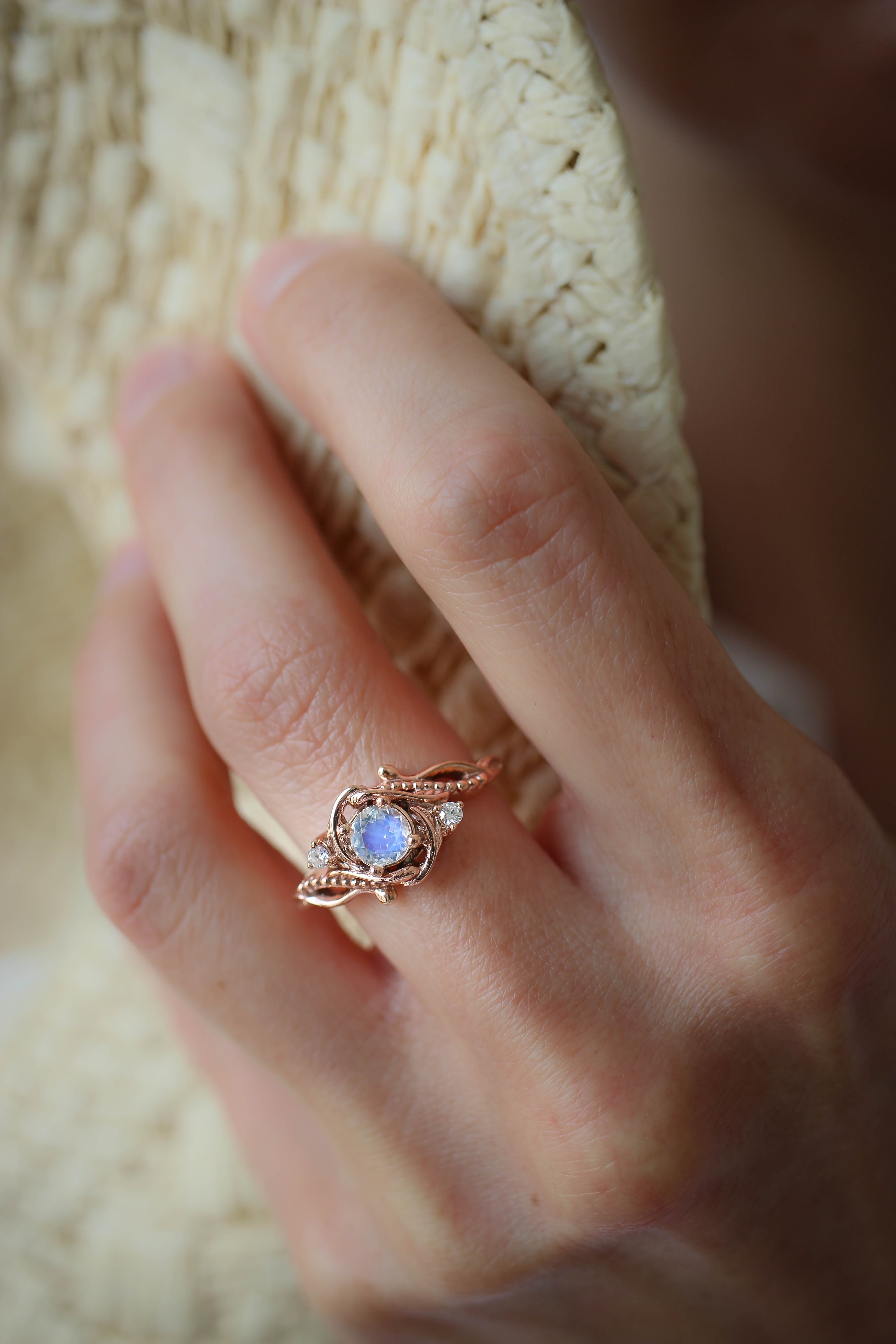GEM'S BALLET Vintage Style Milky Blue Moonstone Engagement Rings in 925  Sterling Silver Women's Gemstone Ring Gift For Her - AliExpress