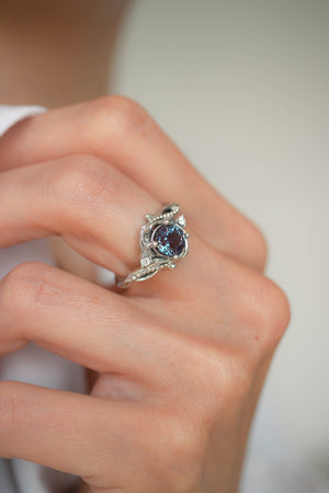 PEAR-SHAPED LAB-CREATED ALEXANDRITE ENGAGEMENT RING SET WITH DIAMOND HALO &  TRACER | Alexandrite engagement ring, Aquamarine engagement ring, Unique  engagement rings