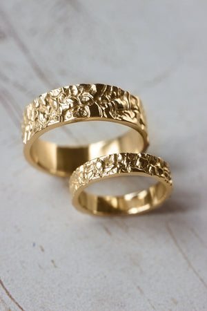Wedding bands set for couple, rock textured rings - Eden Garden Jewelry™