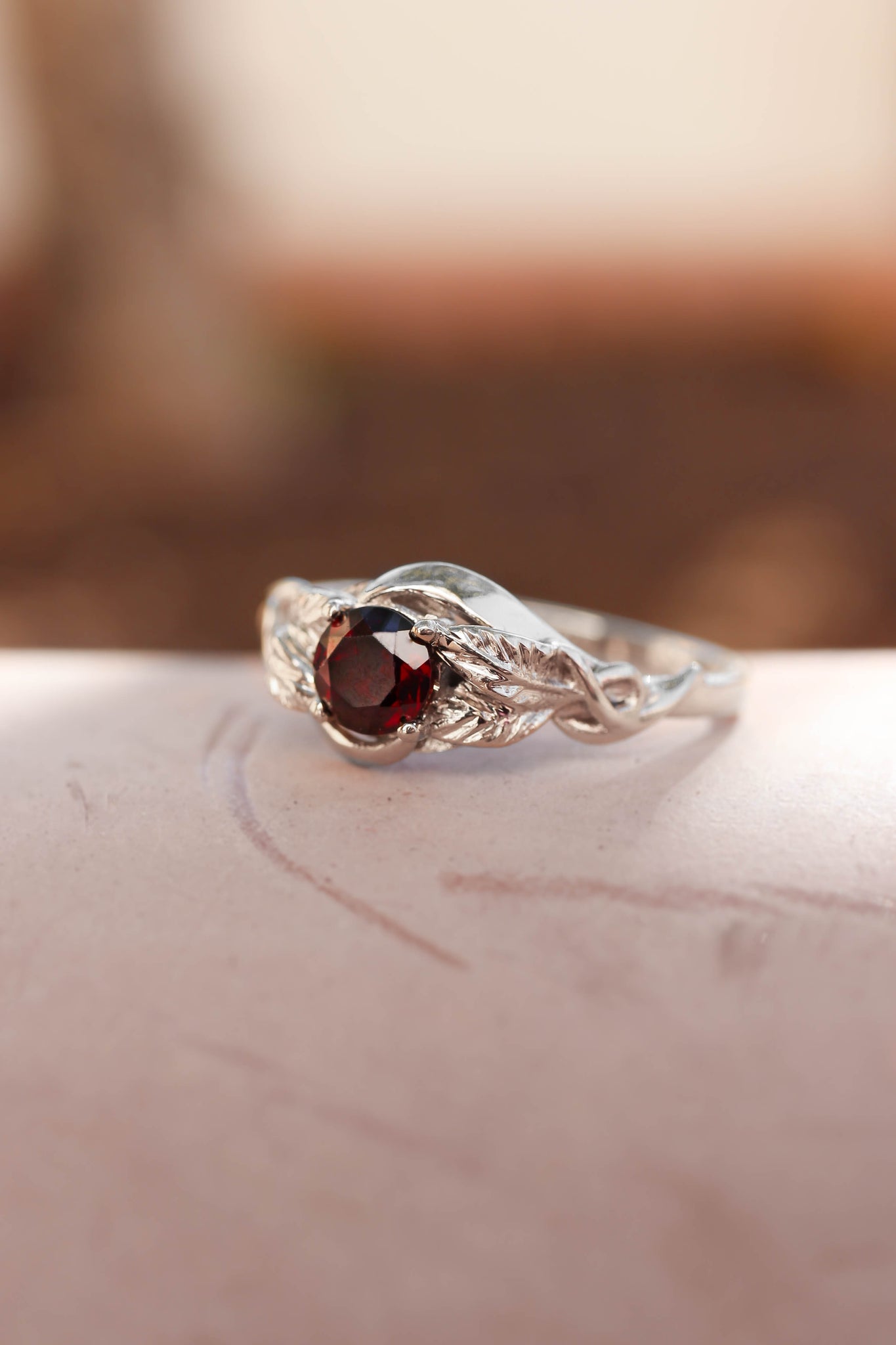 Garnet nature inspired engagement ring / Azalea - Eden Garden Jewelry™