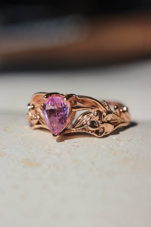 Pink sapphire engagement ring, art nouveau ring / Eloise - Eden Garden Jewelry™