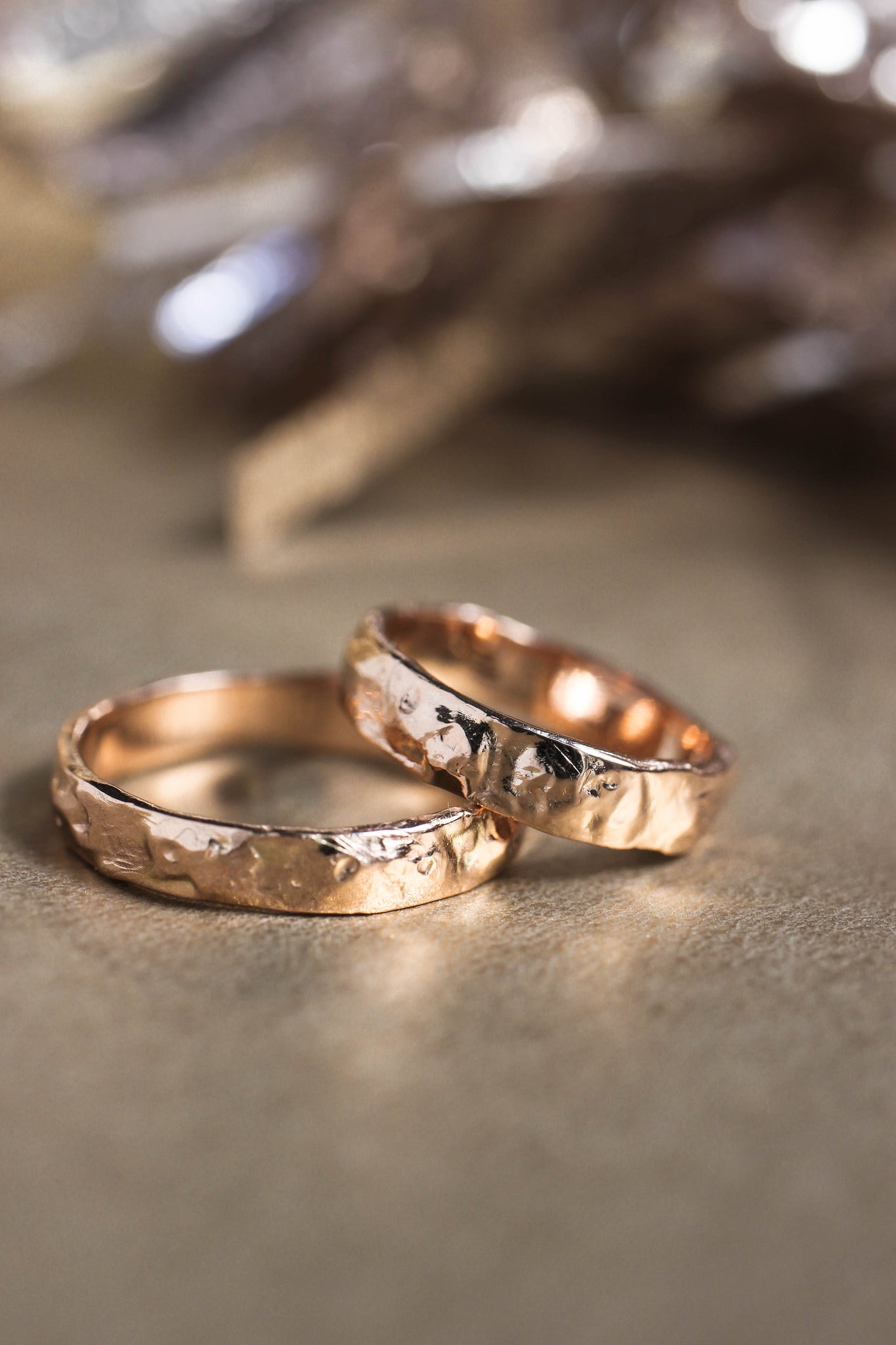 Wedding bands set for couple, textured rings - Eden Garden Jewelry™