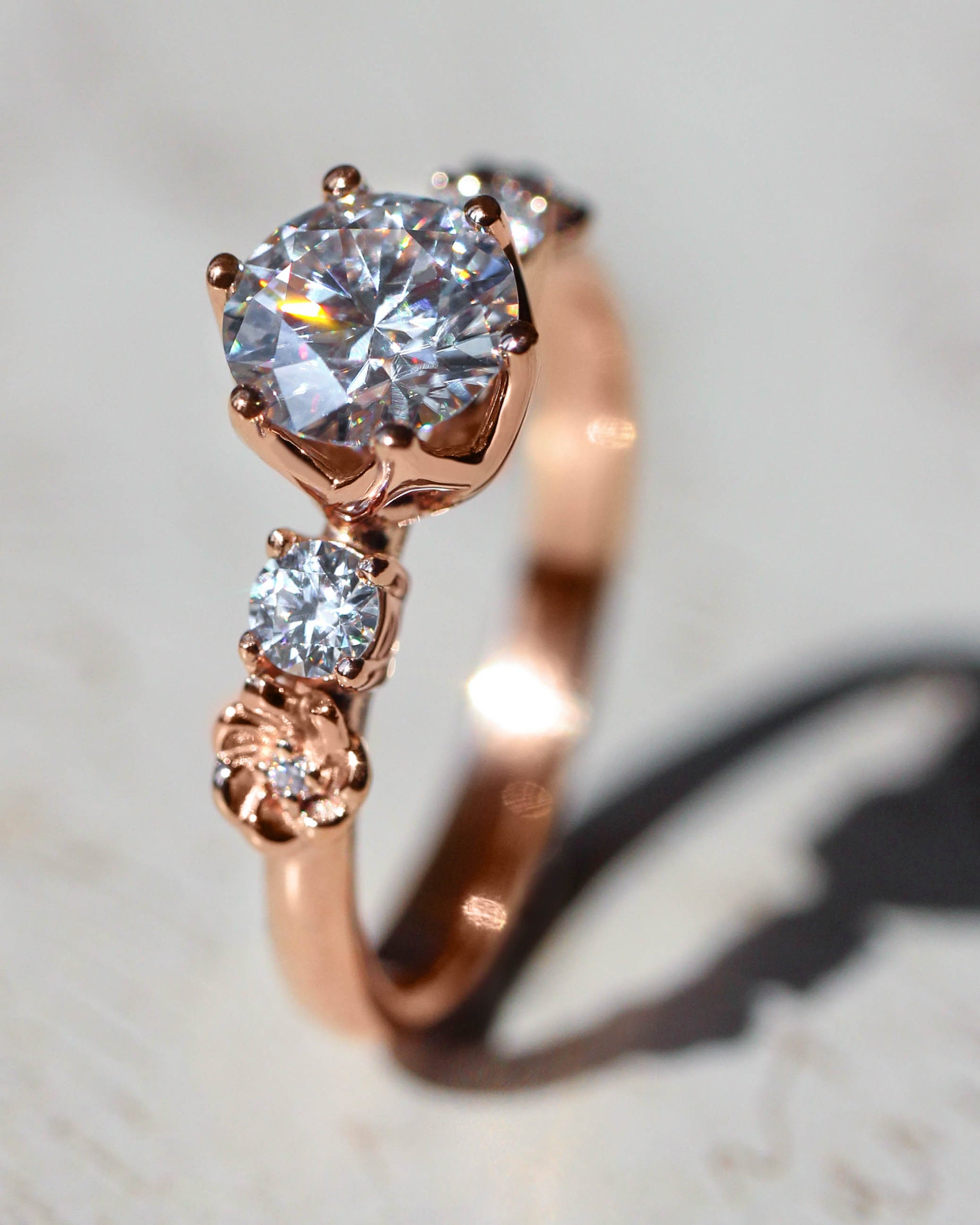 1ct moissanite ring, floral engagement ring - Eden Garden Jewelry™