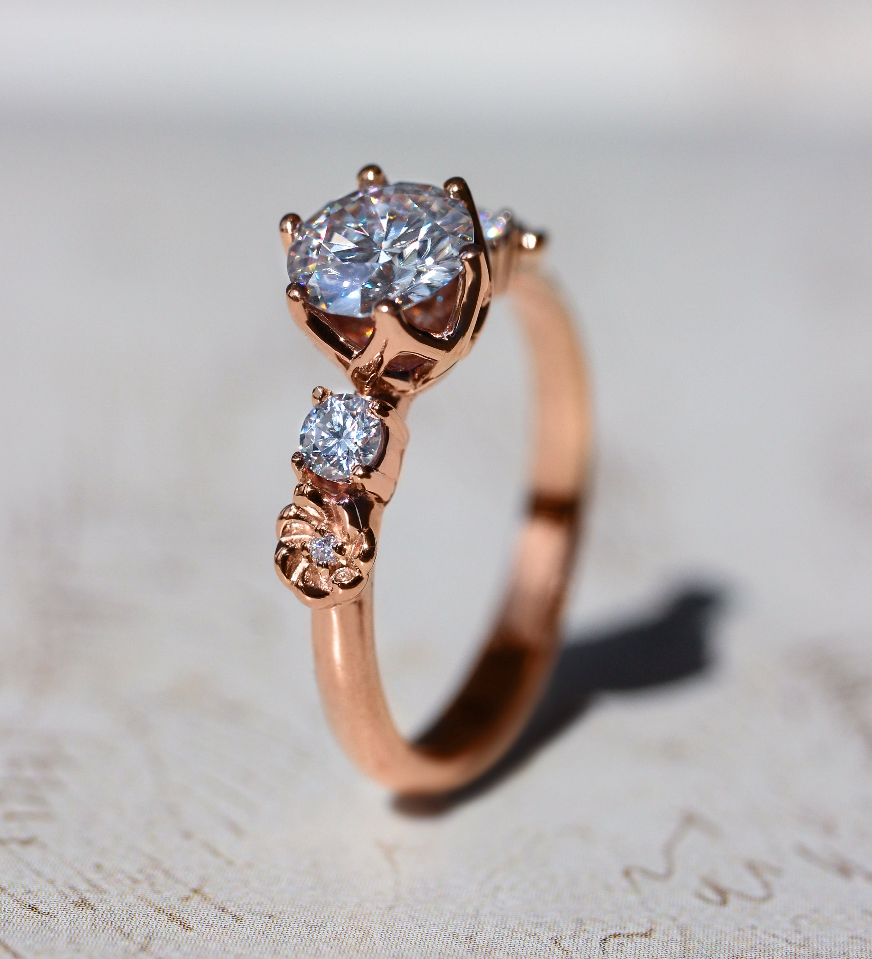 1ct moissanite ring, floral engagement ring - Eden Garden Jewelry™