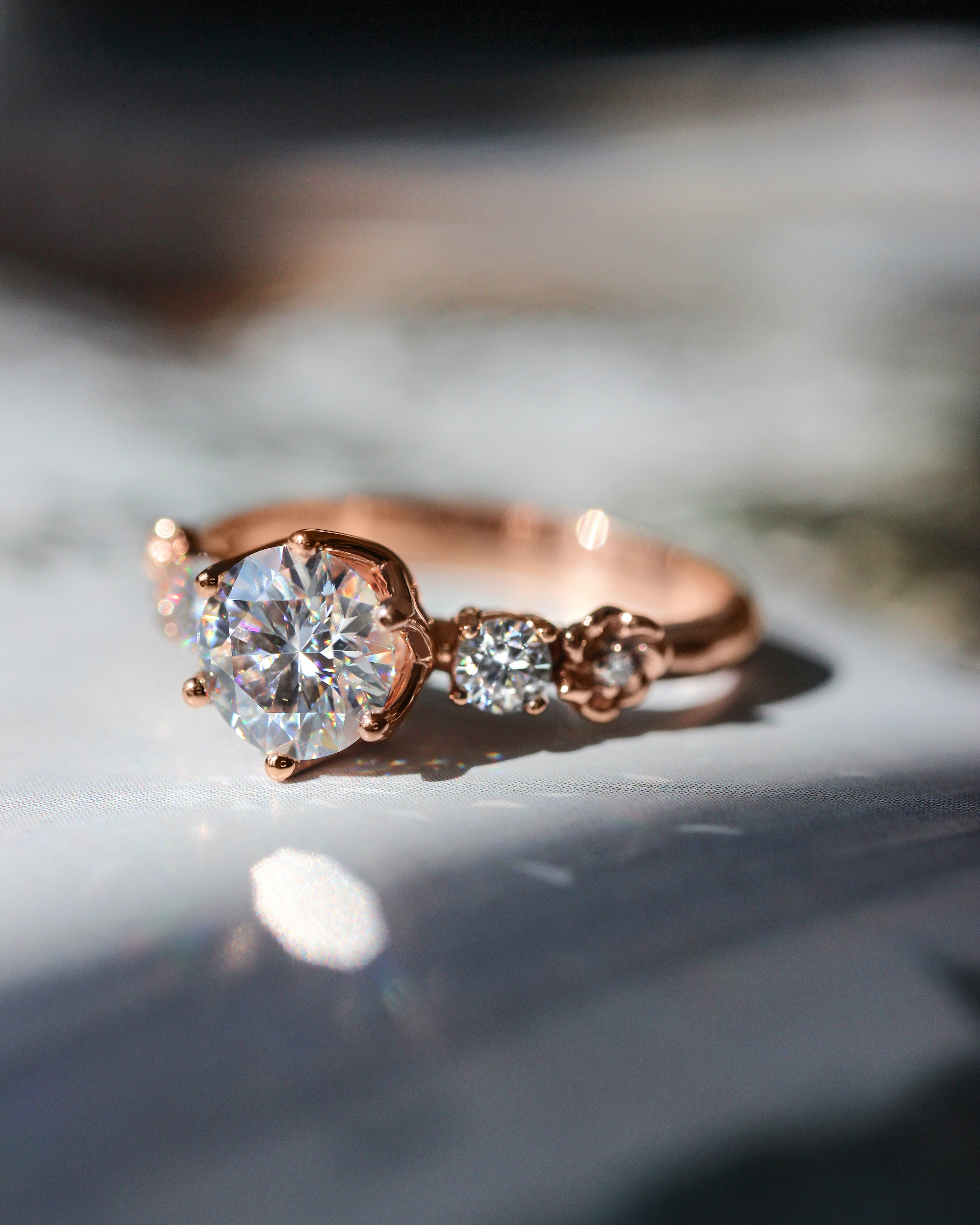 1ct moissanite ring, floral engagement ring - Eden Garden Jewelry™