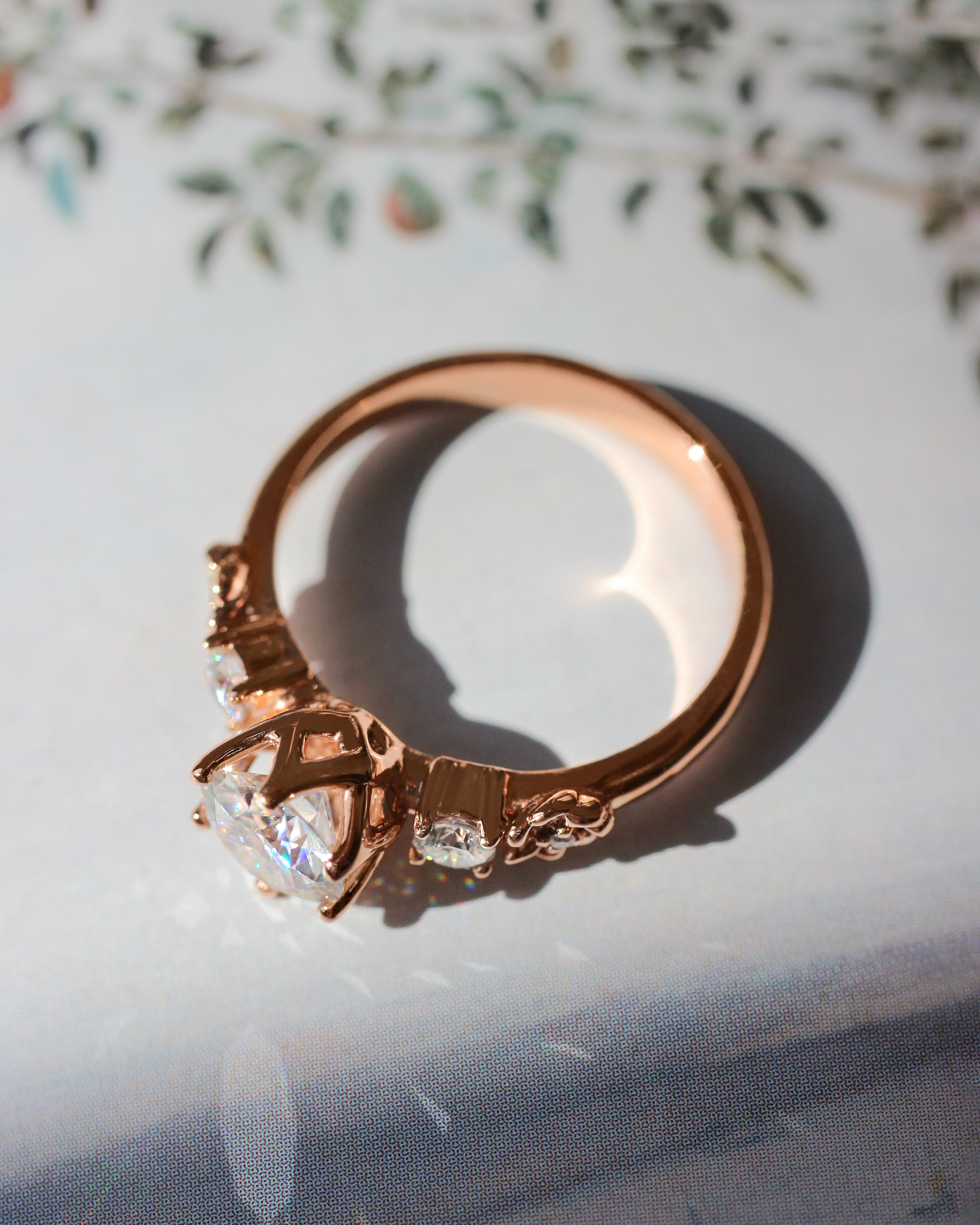 1ct moissanite ring, floral engagement ring - Eden Garden Jewelry™