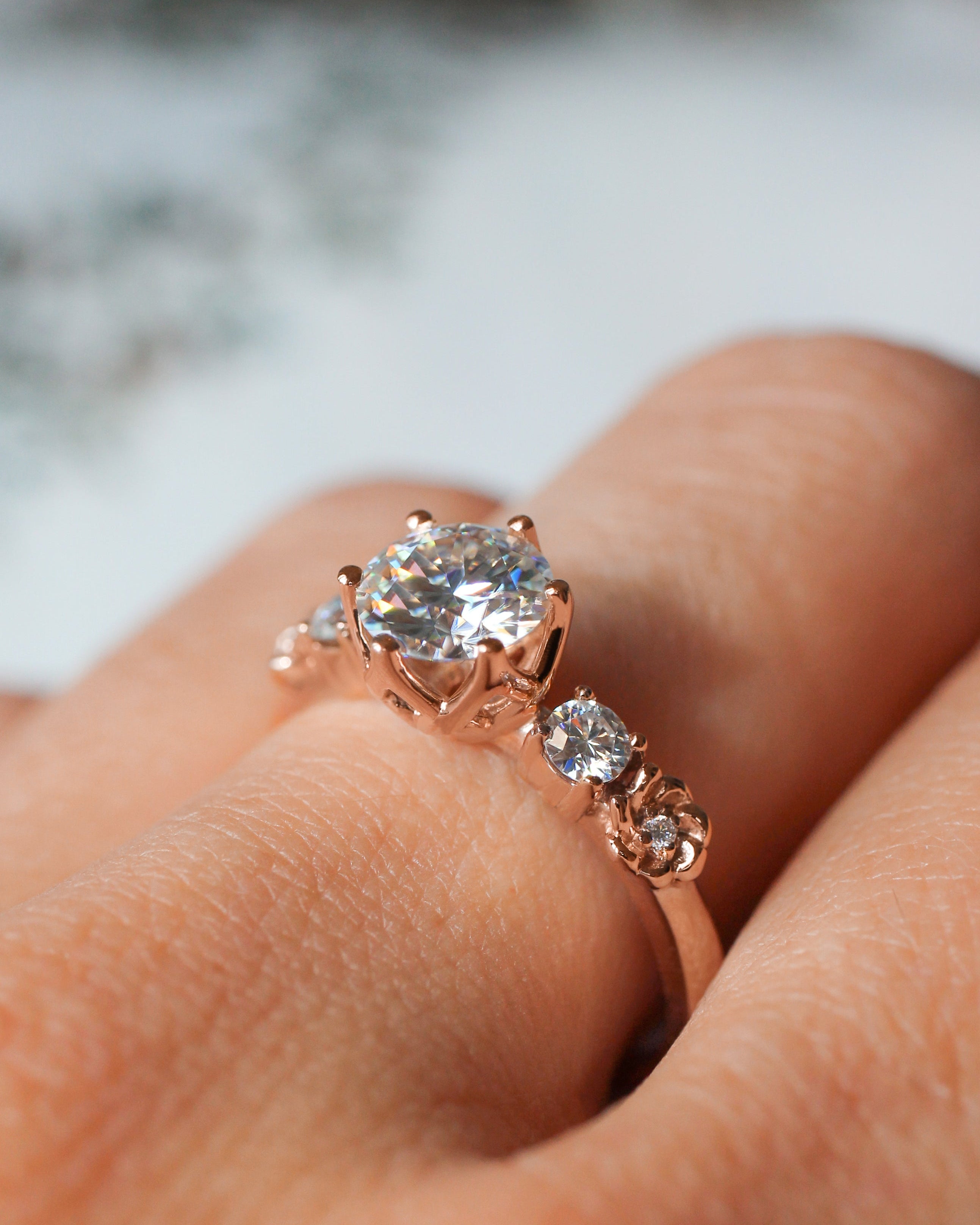 1ct moissanite ring, floral engagement ring - Eden Garden Jewelry™