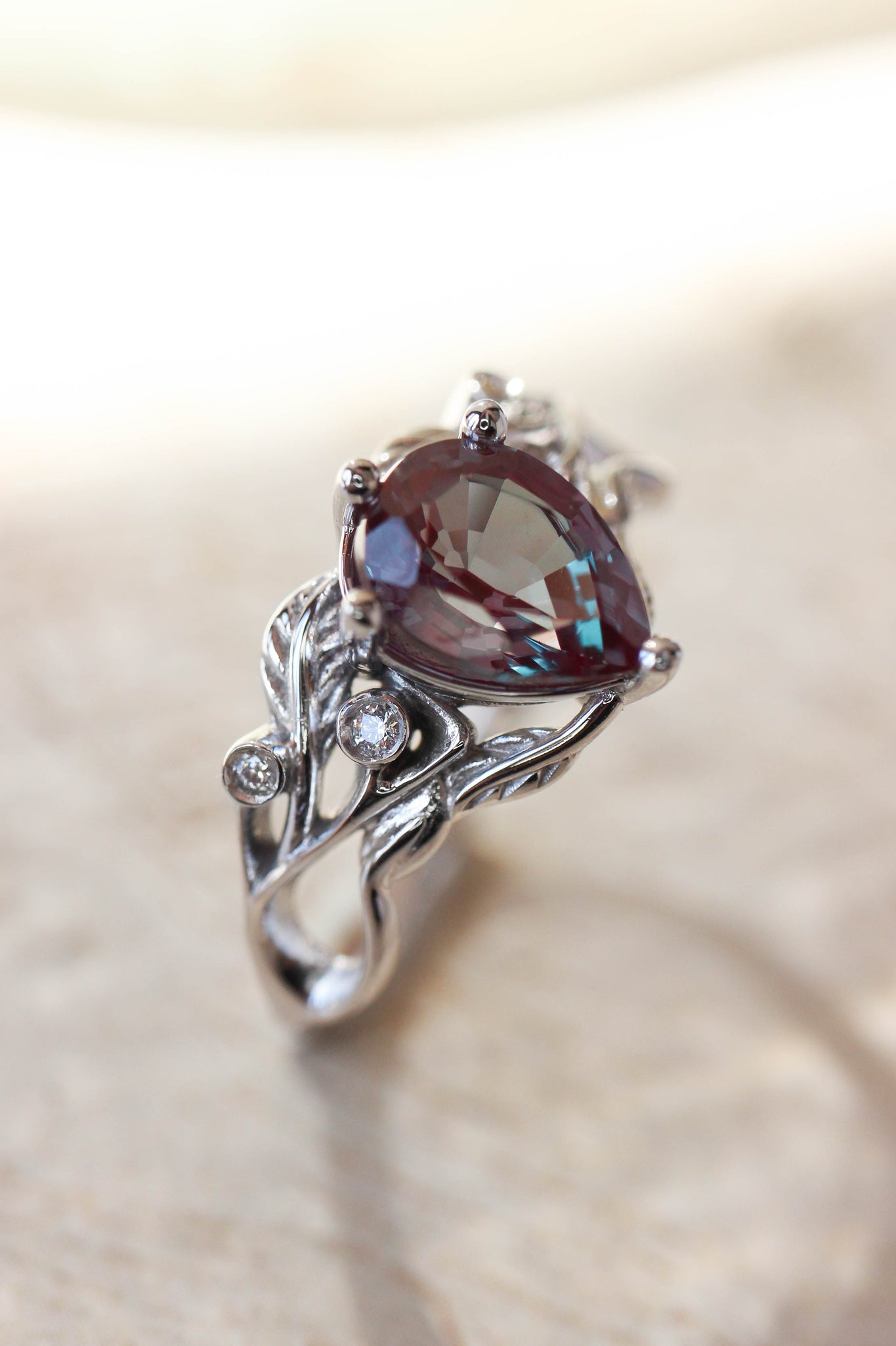 Callisto | 7x5 mm pear cut gemstone engagement ring setting - Eden Garden Jewelry™