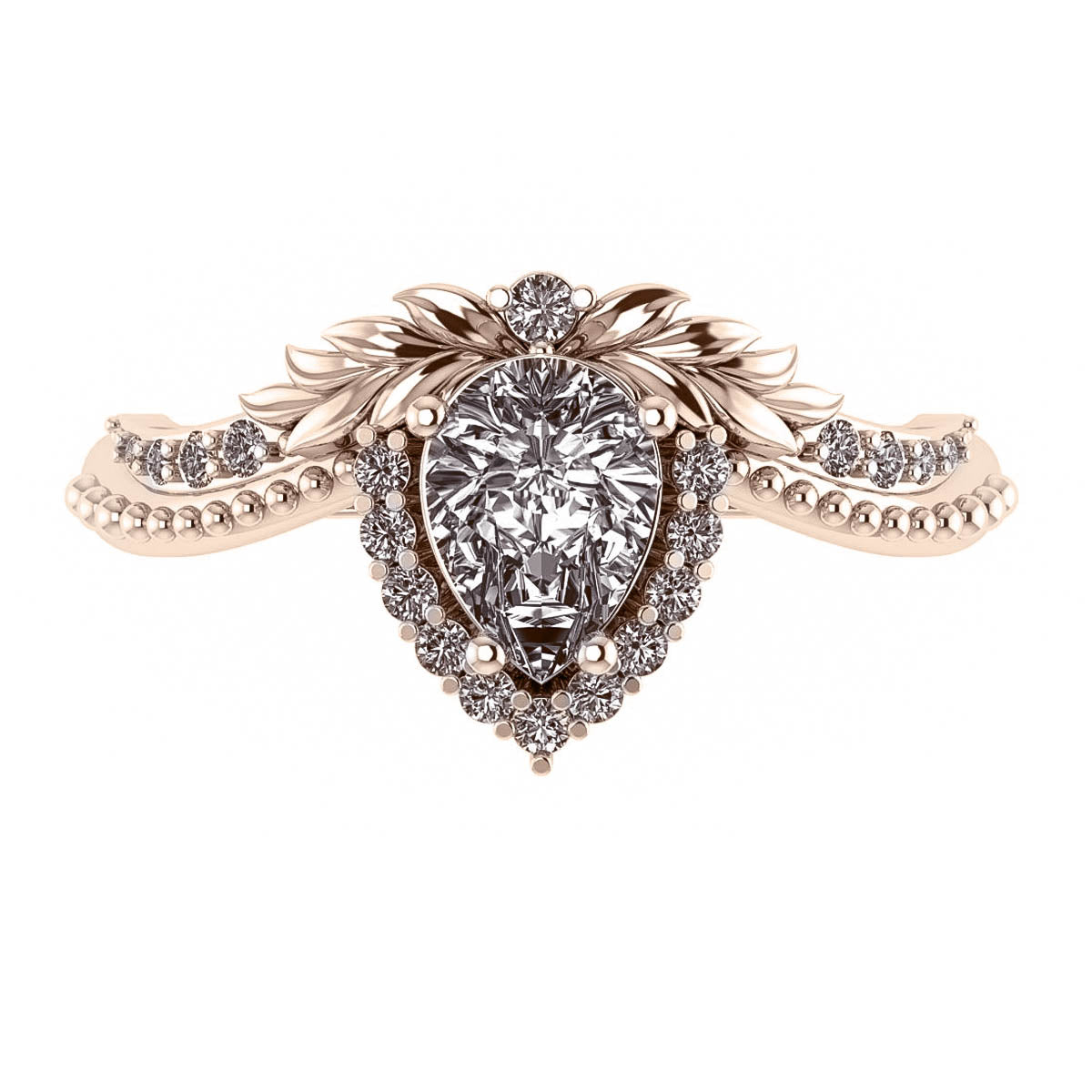 Lyonella | engagement ring setting with pear cut gemstone 7x5 mm - Eden Garden Jewelry™