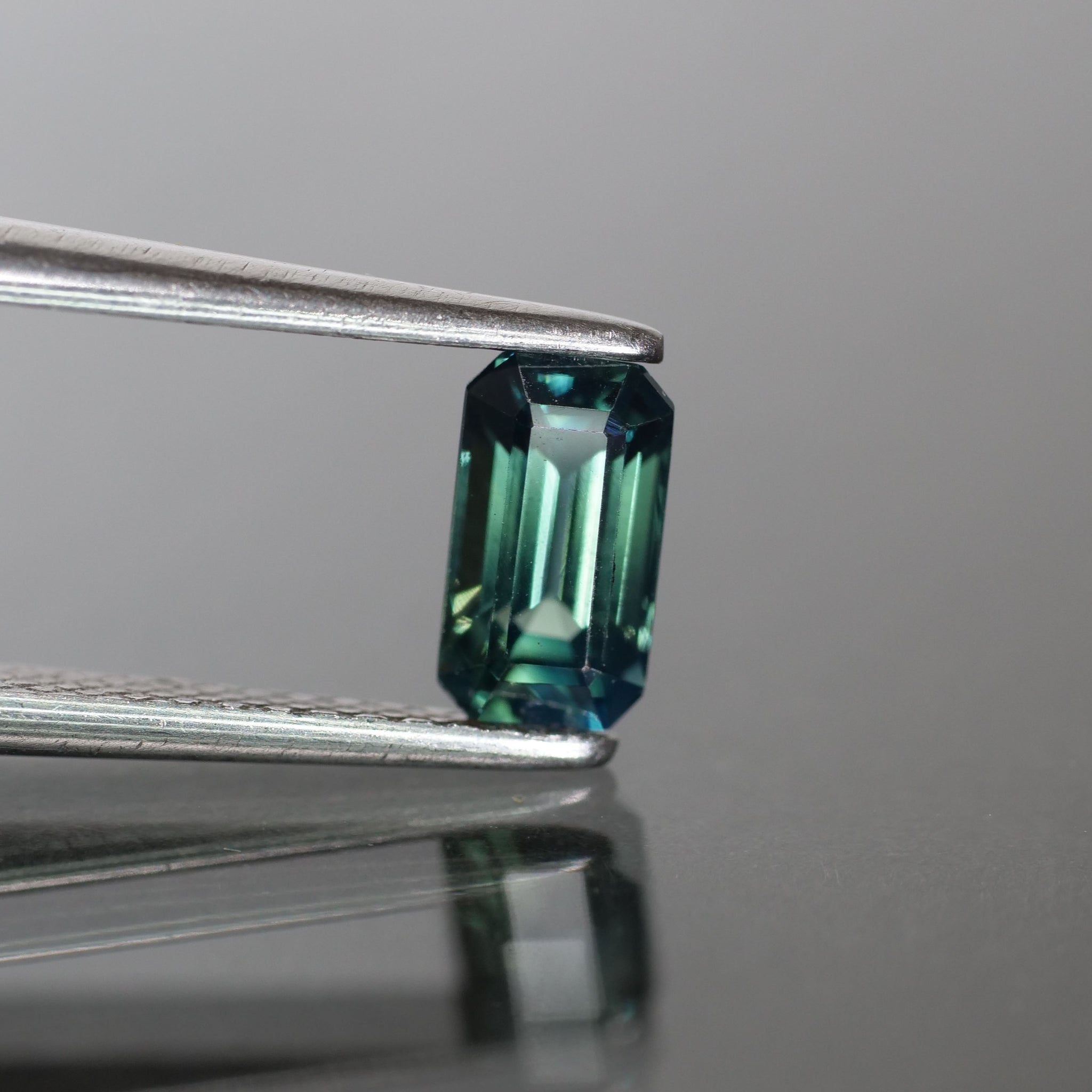 Sapphire teal blue, bluish green, emerald cut, VVS 6.4x3.6 mm 0.77ct, Madagascar - Eden Garden Jewelry™