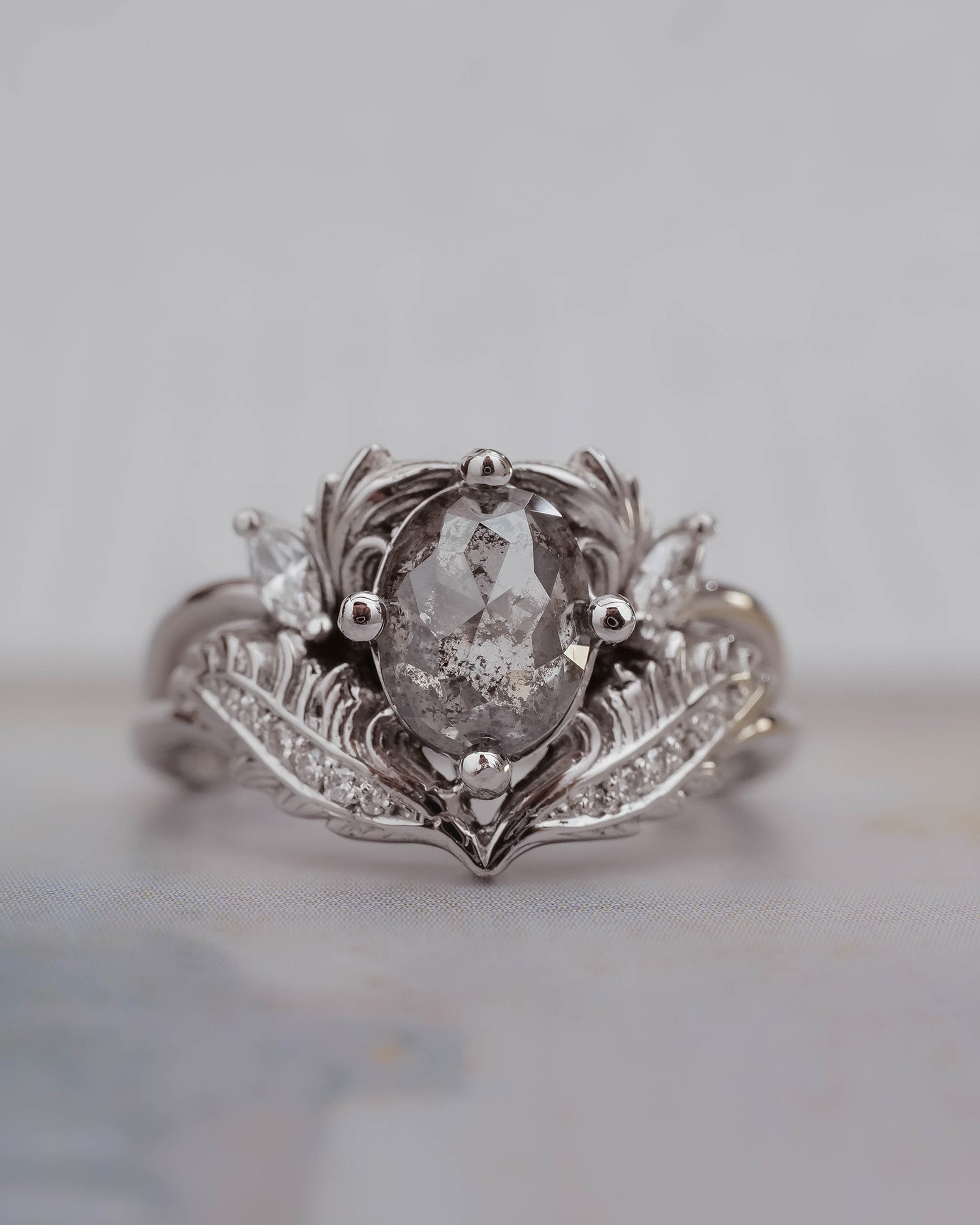 Salt & pepper diamond engagement ring / Adonis - Eden Garden Jewelry™