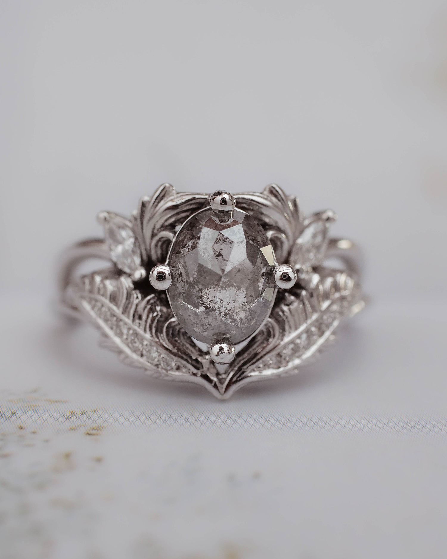 Salt & pepper diamond engagement ring / Adonis - Eden Garden Jewelry™