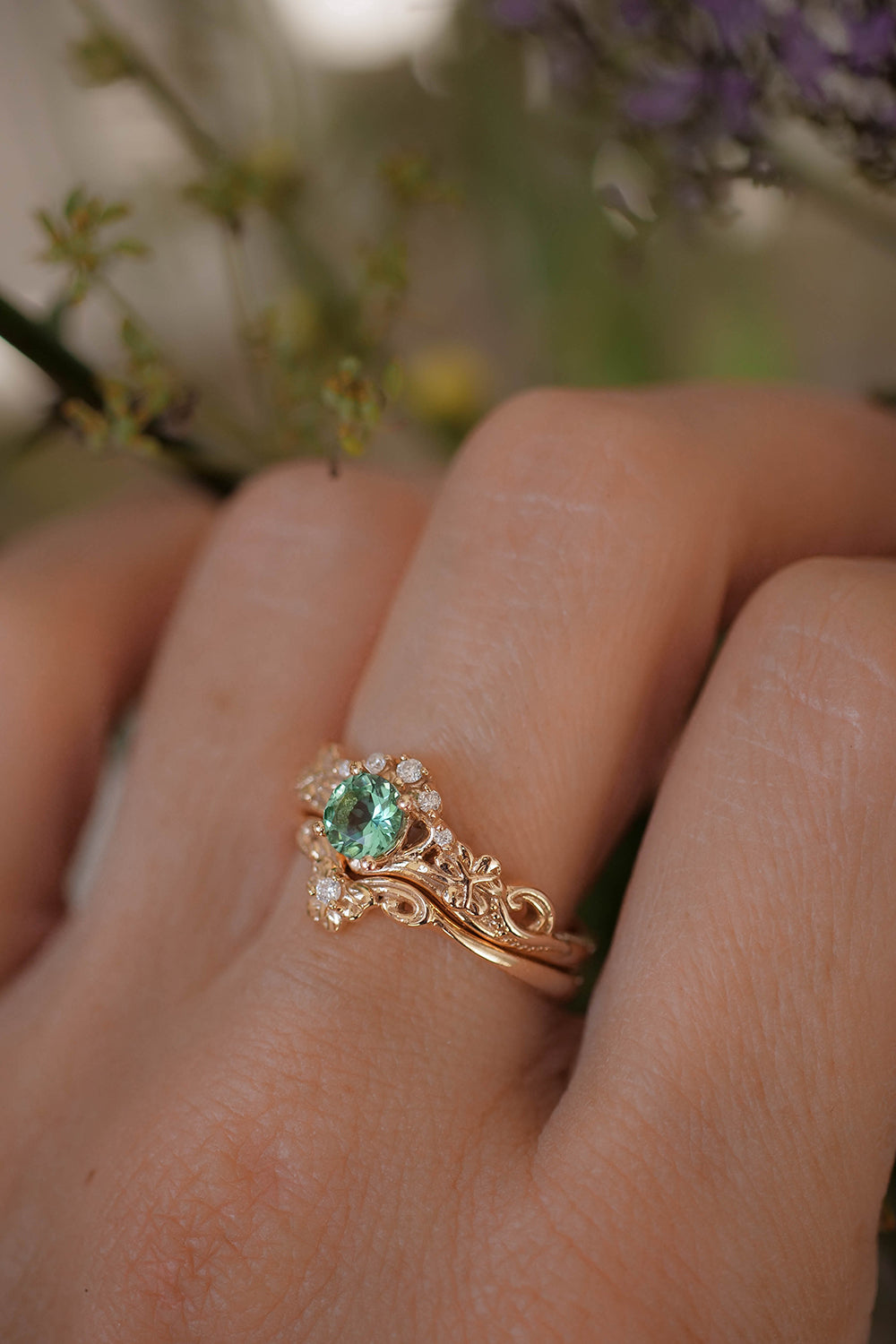 Horta | custom bridal ring setting, engagement & wedding band set - Eden Garden Jewelry™