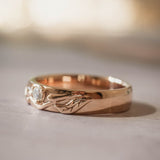 Nature wedding band with diamond for man / Wisteria - Eden Garden Jewelry™