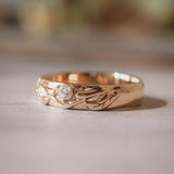 Nature wedding band with diamond for man / Wisteria - Eden Garden Jewelry™