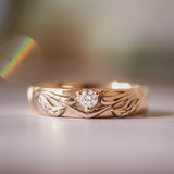 Nature wedding band with diamond for man / Wisteria - Eden Garden Jewelry™