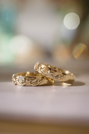 Nature themed wedding band for man / Wisteria - Eden Garden Jewelry™