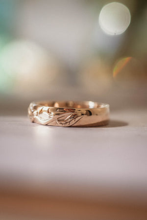 Nature themed wedding band for man / Wisteria - Eden Garden Jewelry™