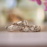 Nature wedding band with diamond for man / Wisteria - Eden Garden Jewelry™