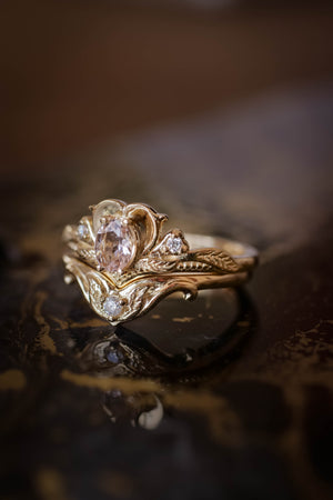 Teardrop Pink Morganite Bridal 14k Gold Ring Set-14k White -  Denmark