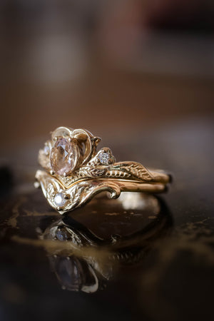 Bridal ring set with morganite / Amura - Eden Garden Jewelry™