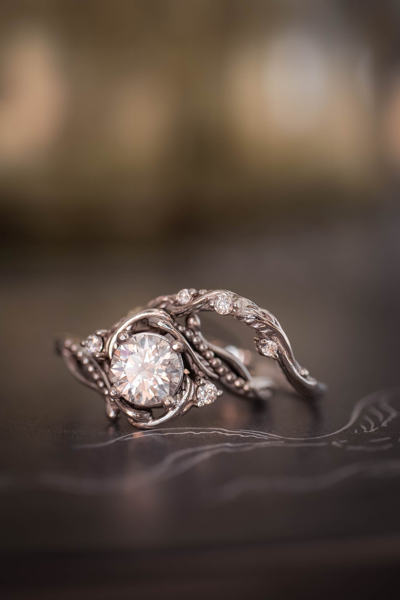 White gold bridal ring set with lab grown diamond / Undina | Eden ...