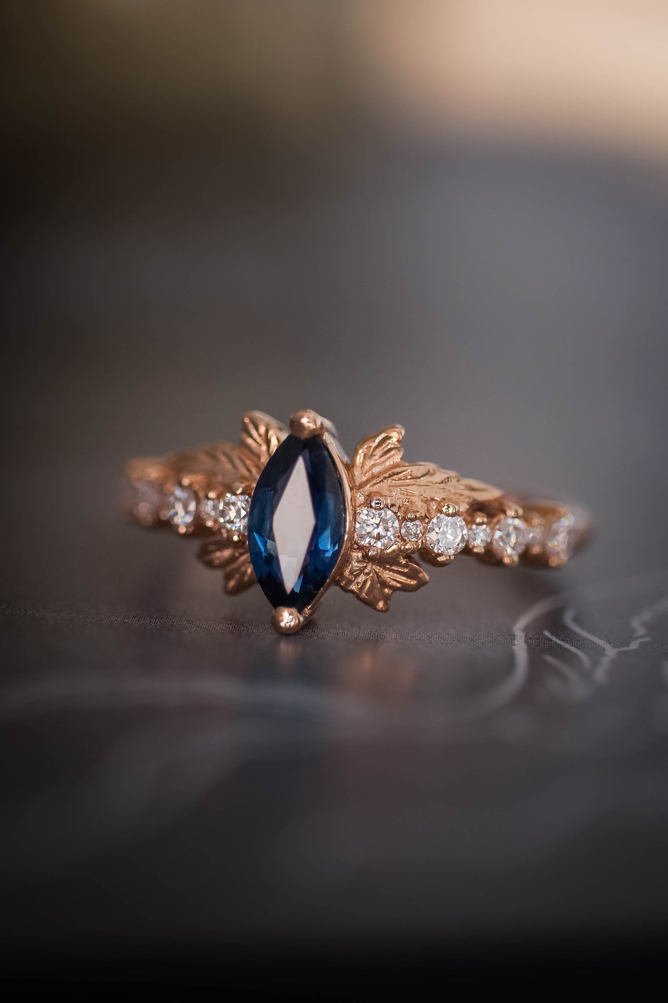Sapphire engagement ring with diamonds / Verbena - Eden Garden Jewelry™
