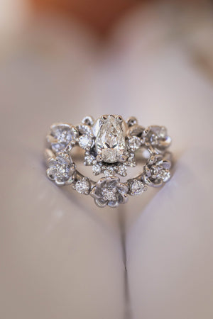 Floral engagement ring with natural diamonds / Adelina - Eden Garden Jewelry™