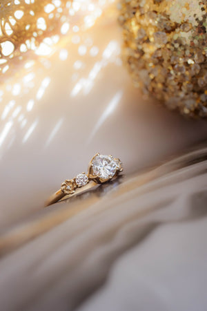 1 carat moissanite ring, floral engagement ring - Eden Garden Jewelry™
