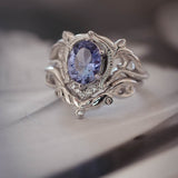 Lavender tanzanite and diamonds engagement ring / Lida oval - Eden Garden Jewelry™