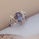 Lavender tanzanite and diamonds engagement ring / Lida oval - Eden Garden Jewelry™